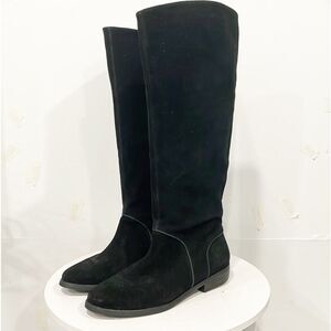 UGG Women Black Daley Genuine Leather Suede Tall Boots Riding Black Side Zip 9M